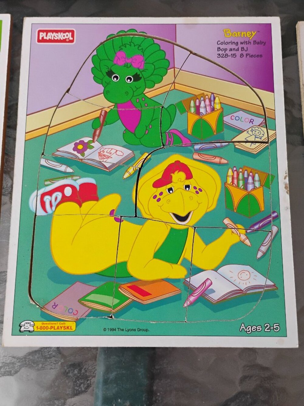 Vintage 1994 PlaySkool Barney Wooden Frame-Tray Puzzle